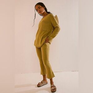 Free People beachy set.  Mustard yellow  Crew Neck Sweater and pants